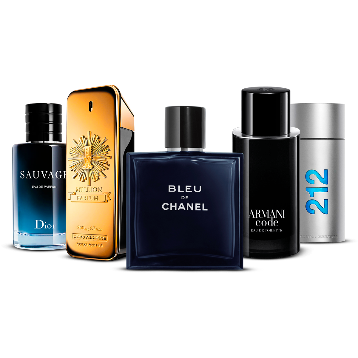 Σετ 5 αρωμάτων – Sauvage, 1 Million, Bleu de Chanel, Armani Code και 212 Men [100 ml το καθένα]