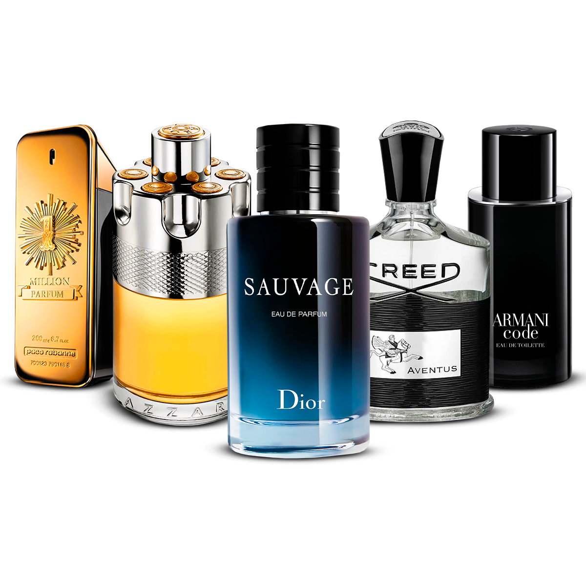 Σετ 5 αρωμάτων – 1 Million, Azzaro Wanted, Sauvage, Creed Aventus και Armani Code [100 ml το καθένα]