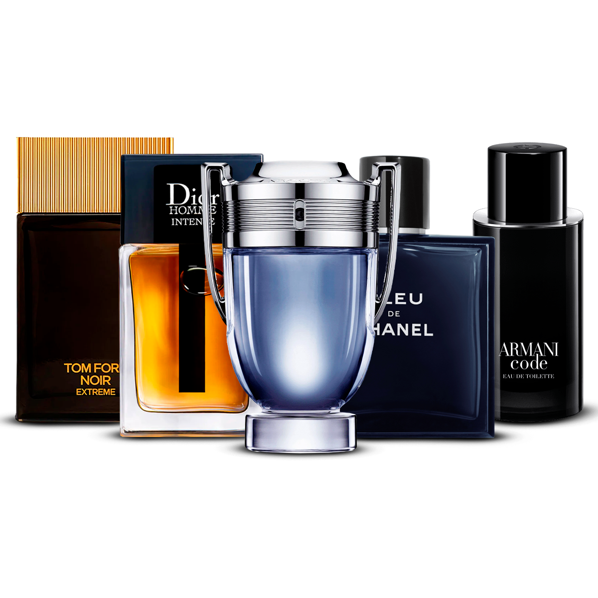 Σετ 5 αρωμάτων – Tom Ford Noir Extrême, Dior Homme Intense, Invictus, Bleu de Chanel και Armani Code [100 ml το καθένα]