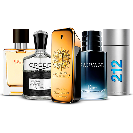 Σετ 5 αρωμάτων – Terre d'Hermès, Creed Aventus, 1 Million, Sauvage και 212 Men [100 ml το καθένα]