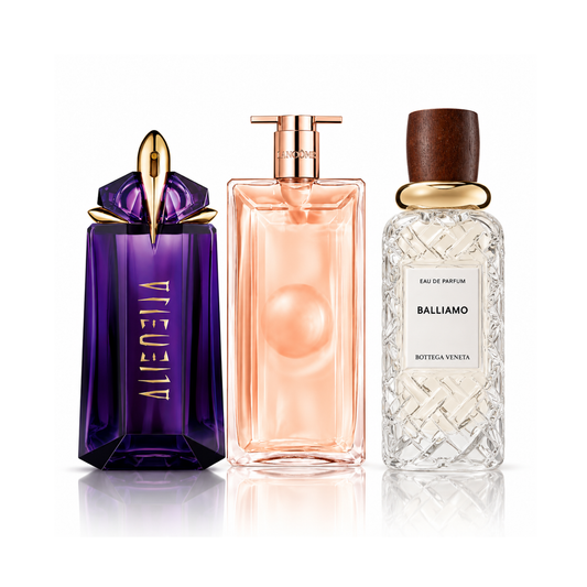 Σετ 3 αρωμάτων | Alien Mugler Eau de Parfum – 90 ml | Idôle Lancôme Eau de Parfum – 100 ml | Balliamo Bottega Veneta Eau de Parfum – 100 ml