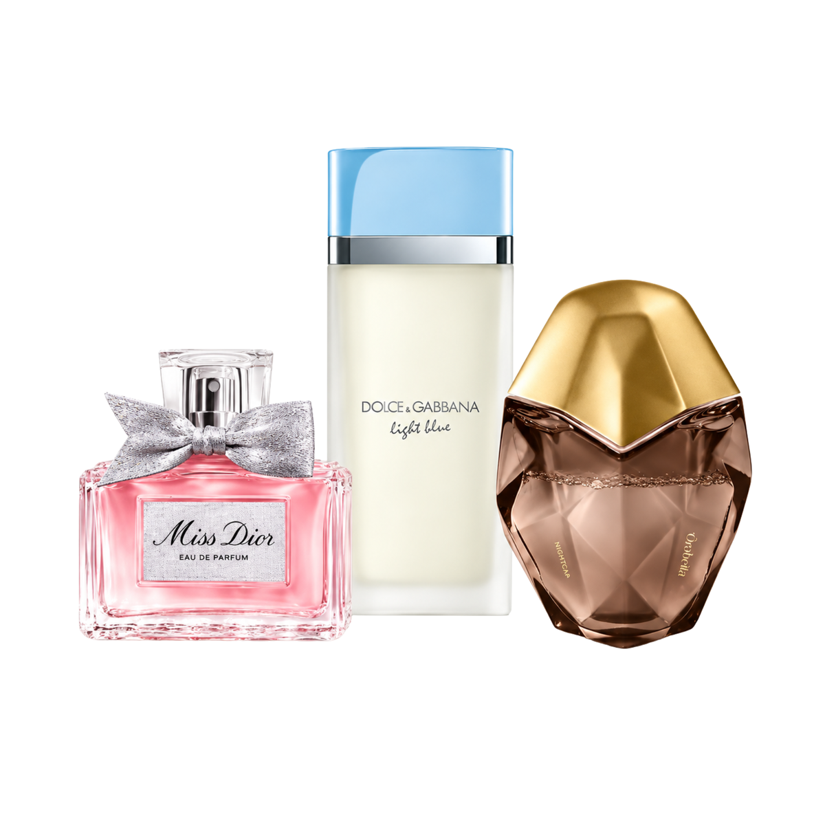 Σετ 3 αρωμάτων | Miss Dior Eau de Parfum – 100 ml | Light Blue Dolce&Gabbana Eau de Toilette – 100 ml | Ôrəbella Skin Parfum – 100 ml