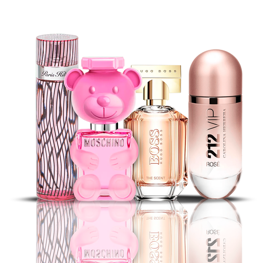 Σετ 4 αρωμάτων | 212 VIP Rose + Moschino Bubble Gum + Hugo Boss The Scent + Paris Hilton 100 ml