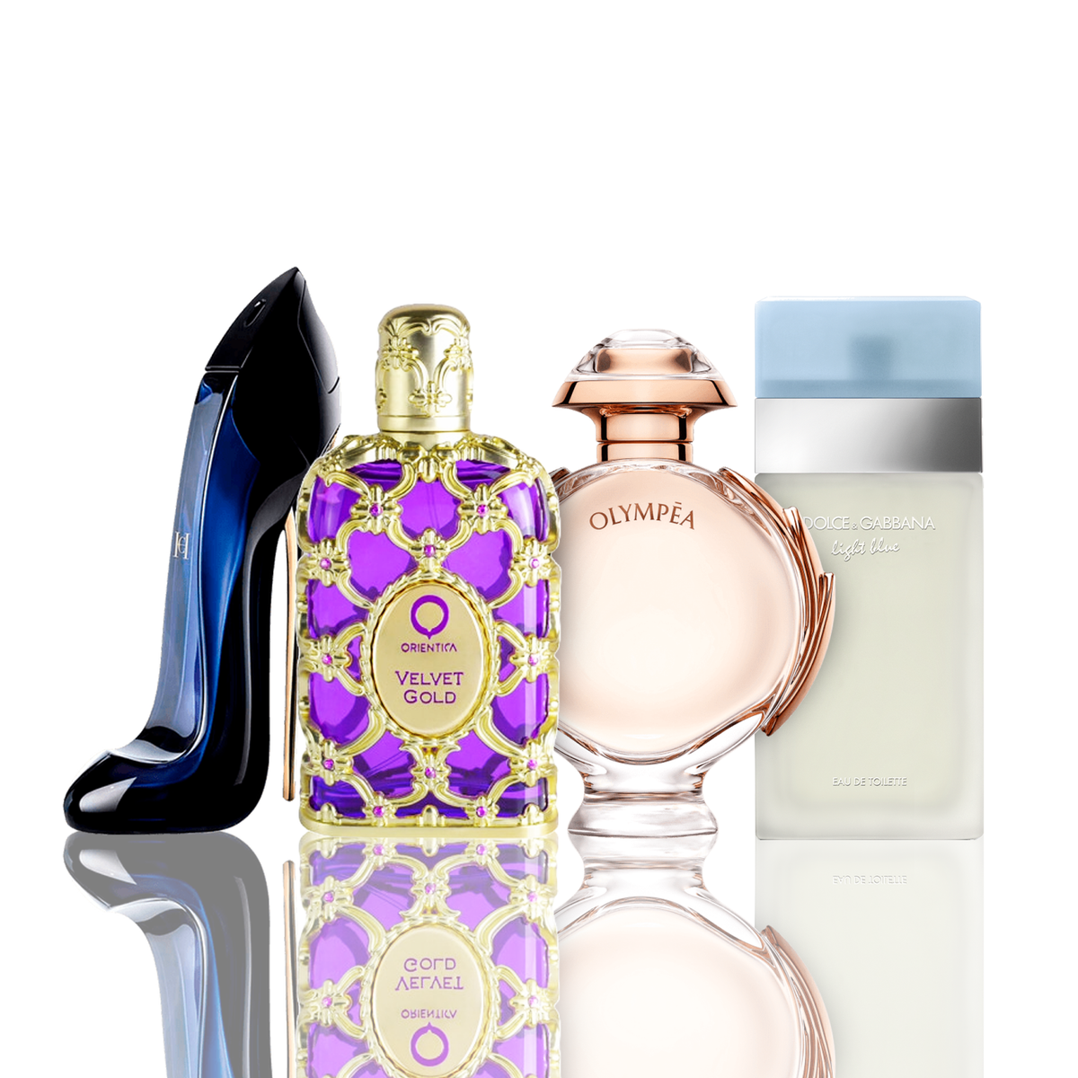 Σετ 4 αρωμάτων | Light Blue + Orientica Velvet Gold + Good Girl + Olympea 100 ml