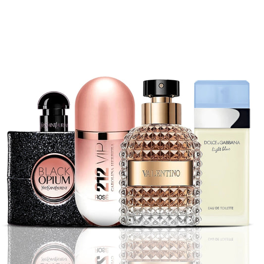 Σετ 4 αρωμάτων | Black Opium + 212 VIP Rose + Valentino + Dolce & Gabbana Light Blue 100 ml